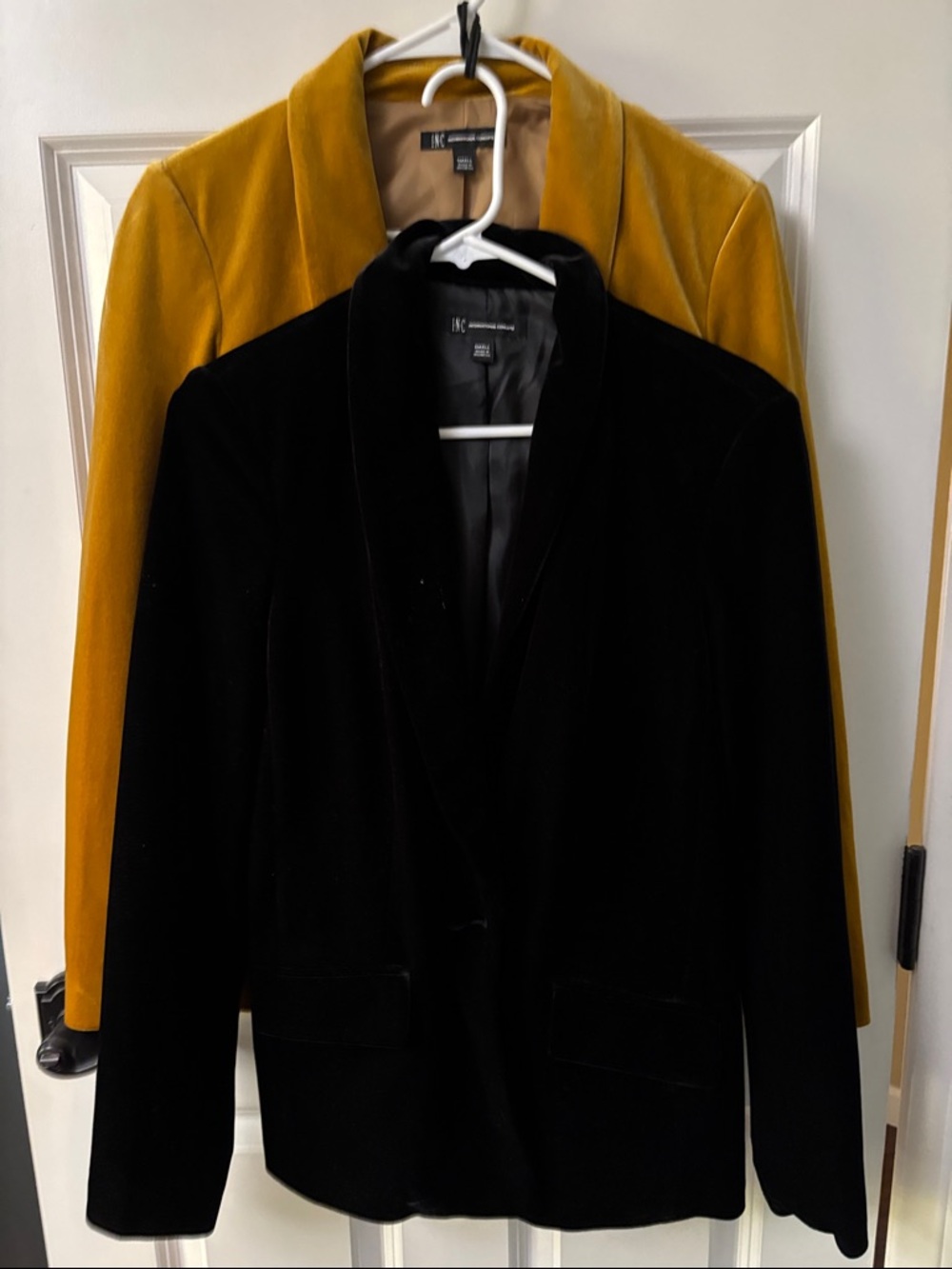 Lot of 2 INC International Concepts Black and  Mustard  Velvet Jackets. Size S